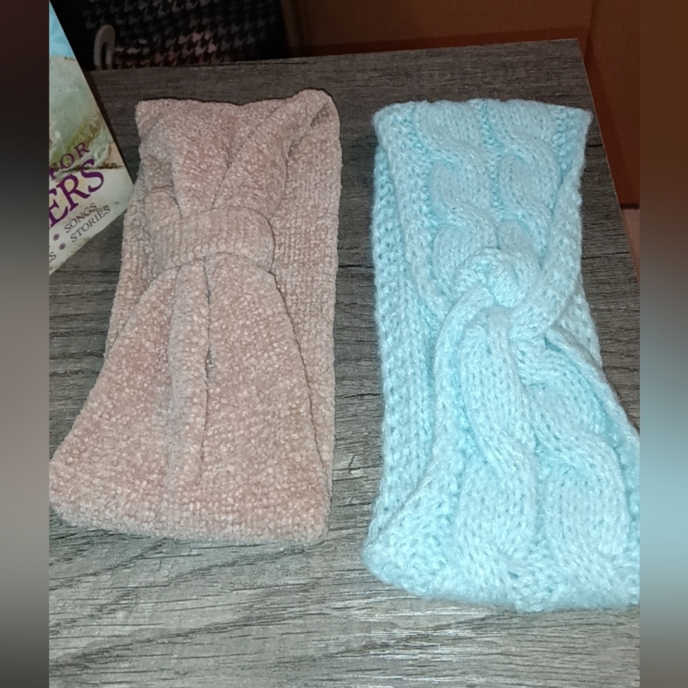 Stylish Knit Headbands in Pink and Blue